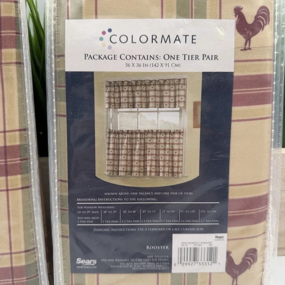 (2) COLORMATE Sears One Tier Pair Cafe Curtains Cottage Granny Core